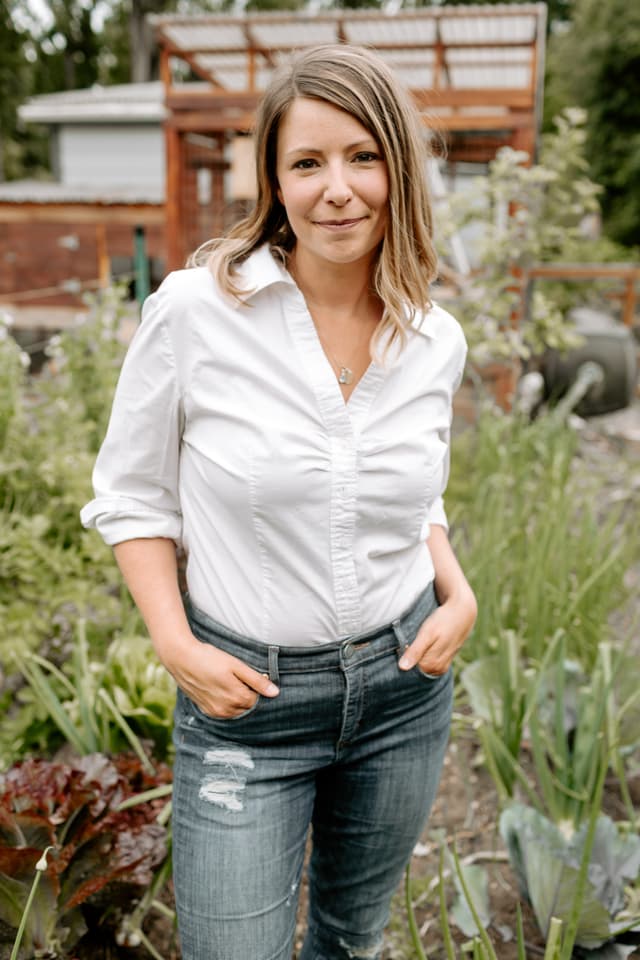 Cathy Loerzel on the farm